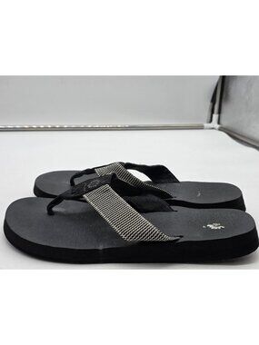 Yellow Box Sandals Womens Size 10 Black Chevron Thong Flip Flop Comfort Shoes